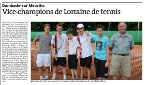 Vice-champions de Lorraine de tennis